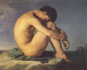 Hippolyte Flandrin Young Man Beside the Sea A study (mk05)